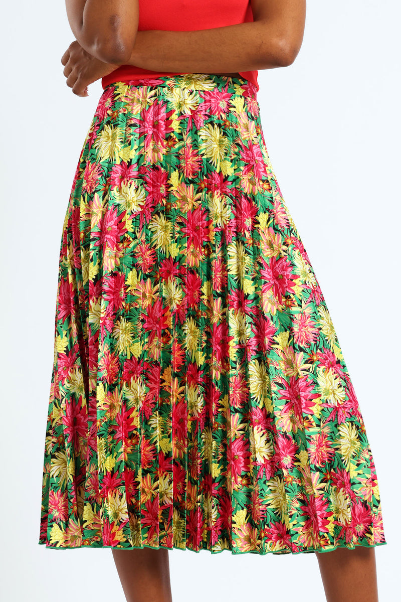 Midi Floral Pleated Skirt Multi LEGiT