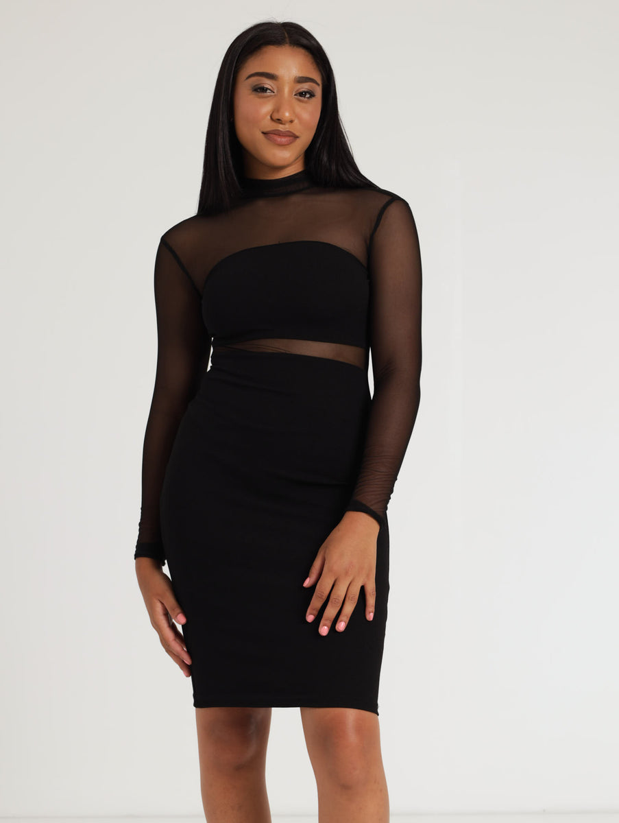 Back & Side Slit Detail Scuba Dress