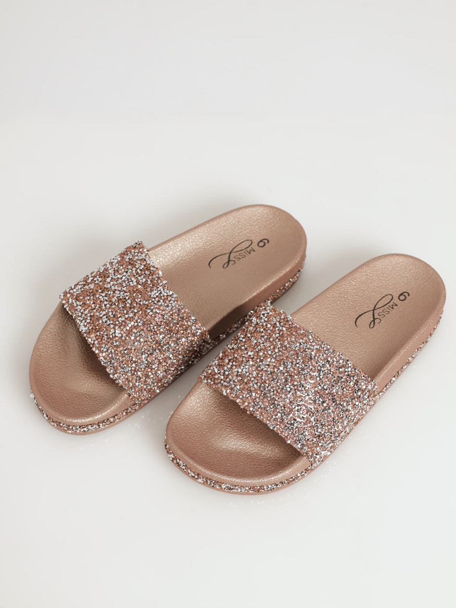 Rose gold sparkle on sale slides