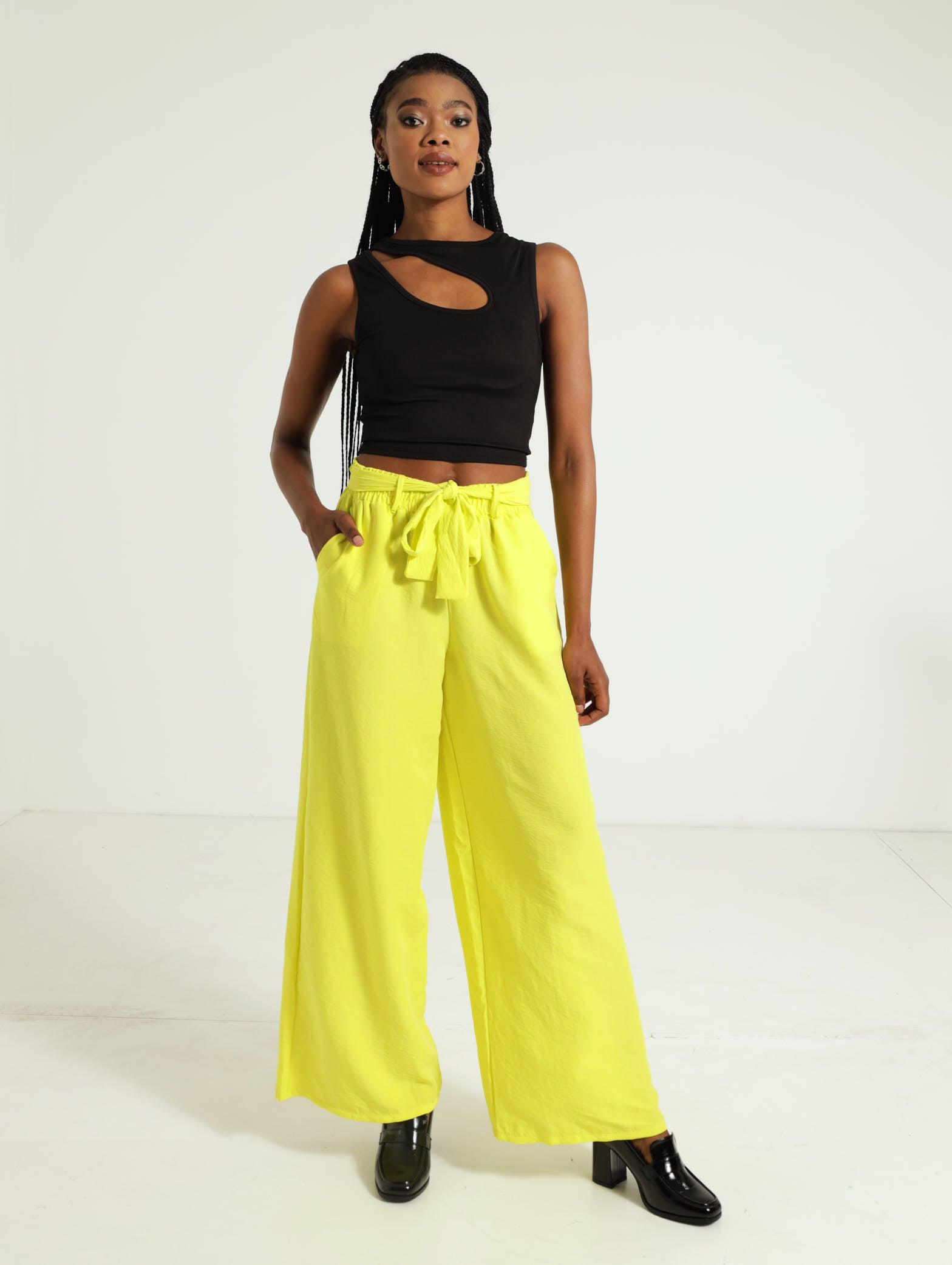 Woven Belted Wideleg Pants LEGiT