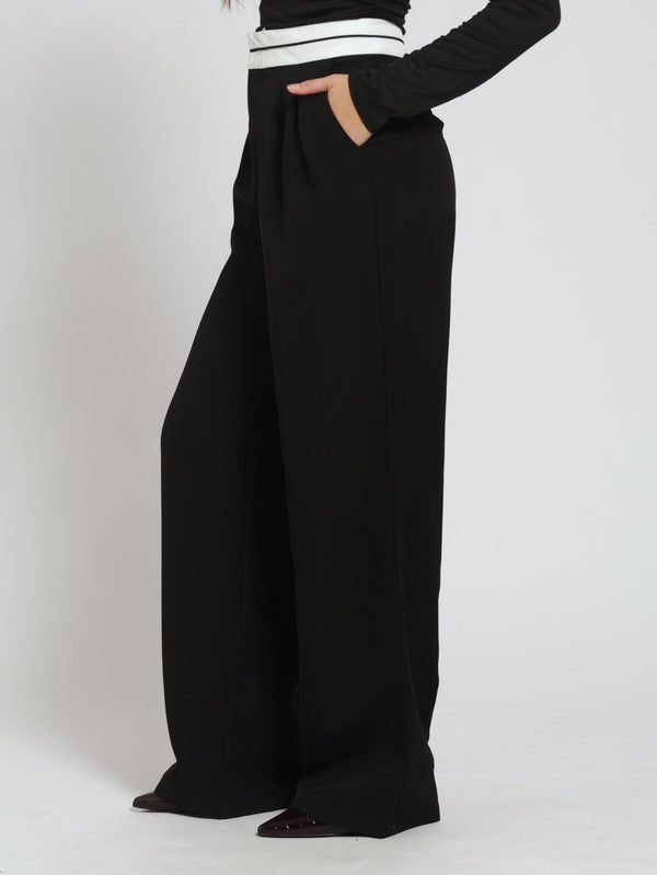 Contrast Waistband Tuxedo Pants - Black – LEGiT