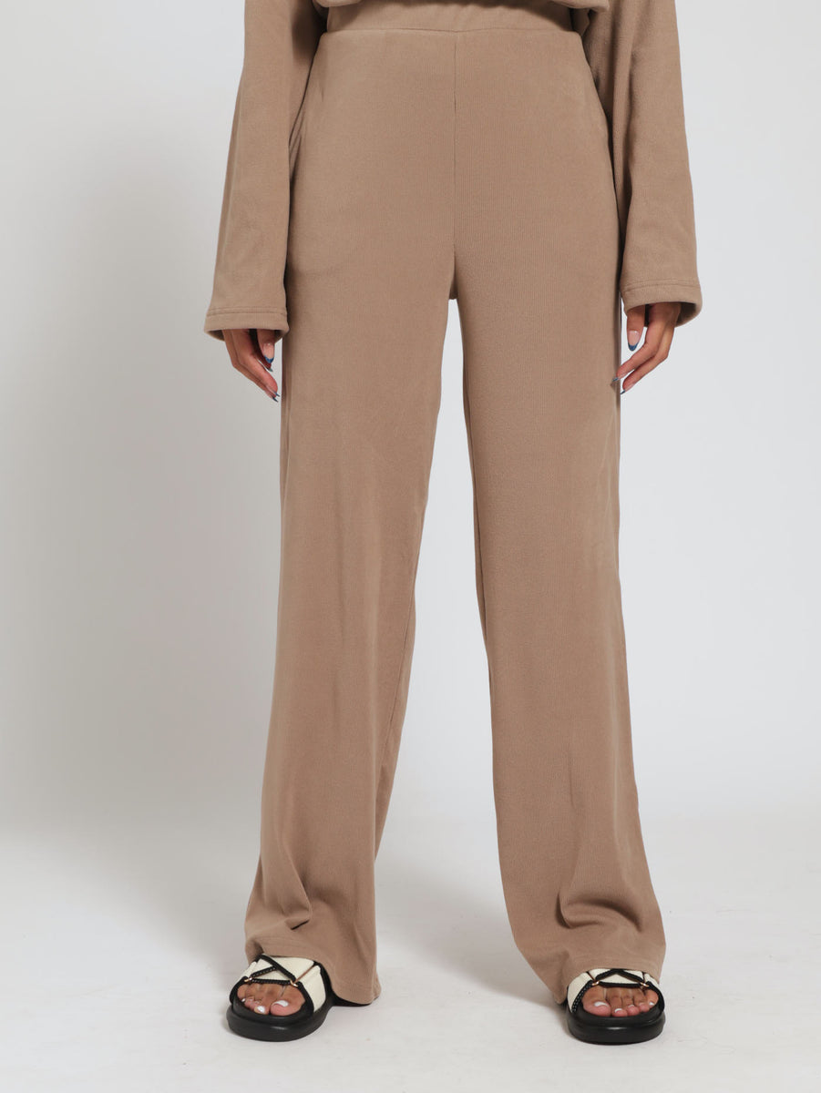 Wideleg Ribb Pants - Brown – LEGiT