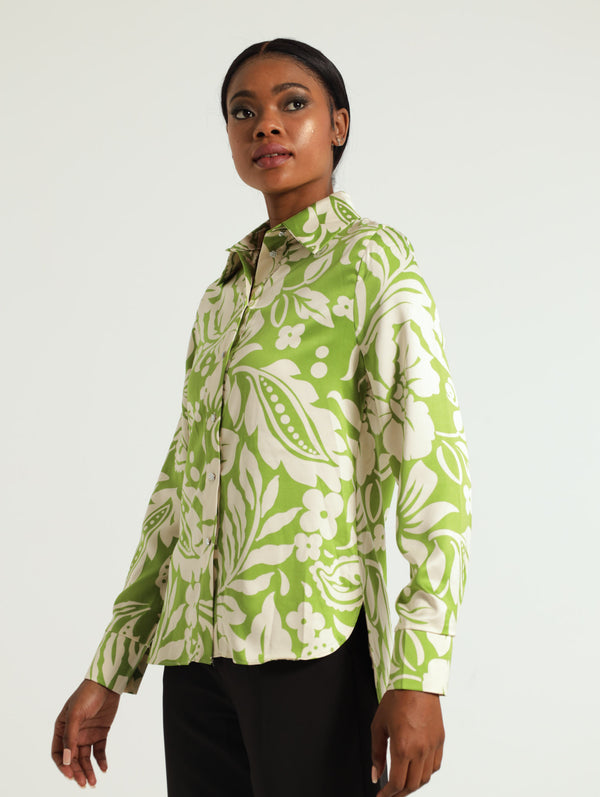 Satin Floral Fancy Button Shirt – LEGiT