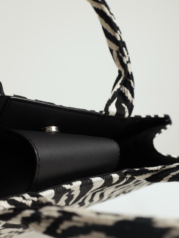 Zebra Print Woven Tote Bag - Black/White – LEGiT