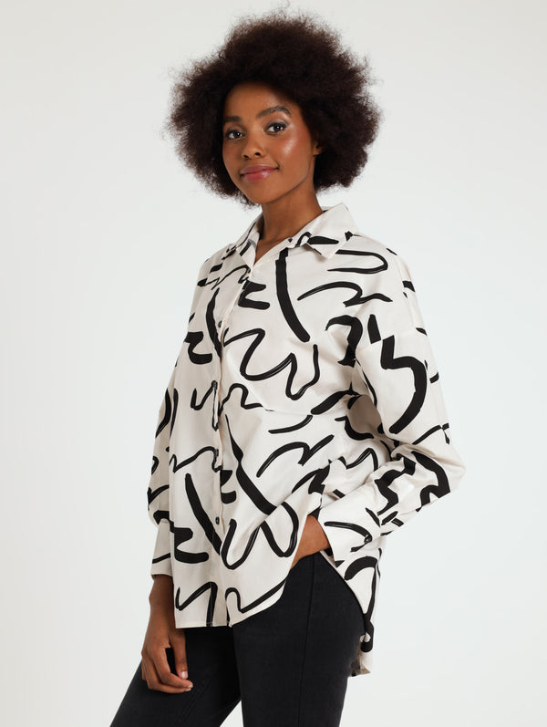 Oversized Printed Poplin Shirt – LEGiT