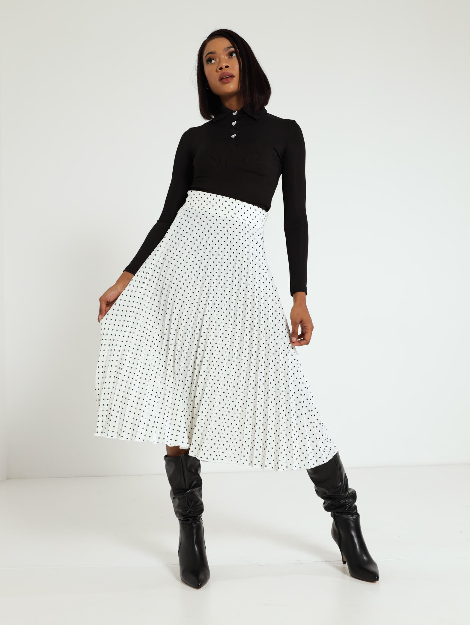 Spot Pleated Skirt – LEGiT