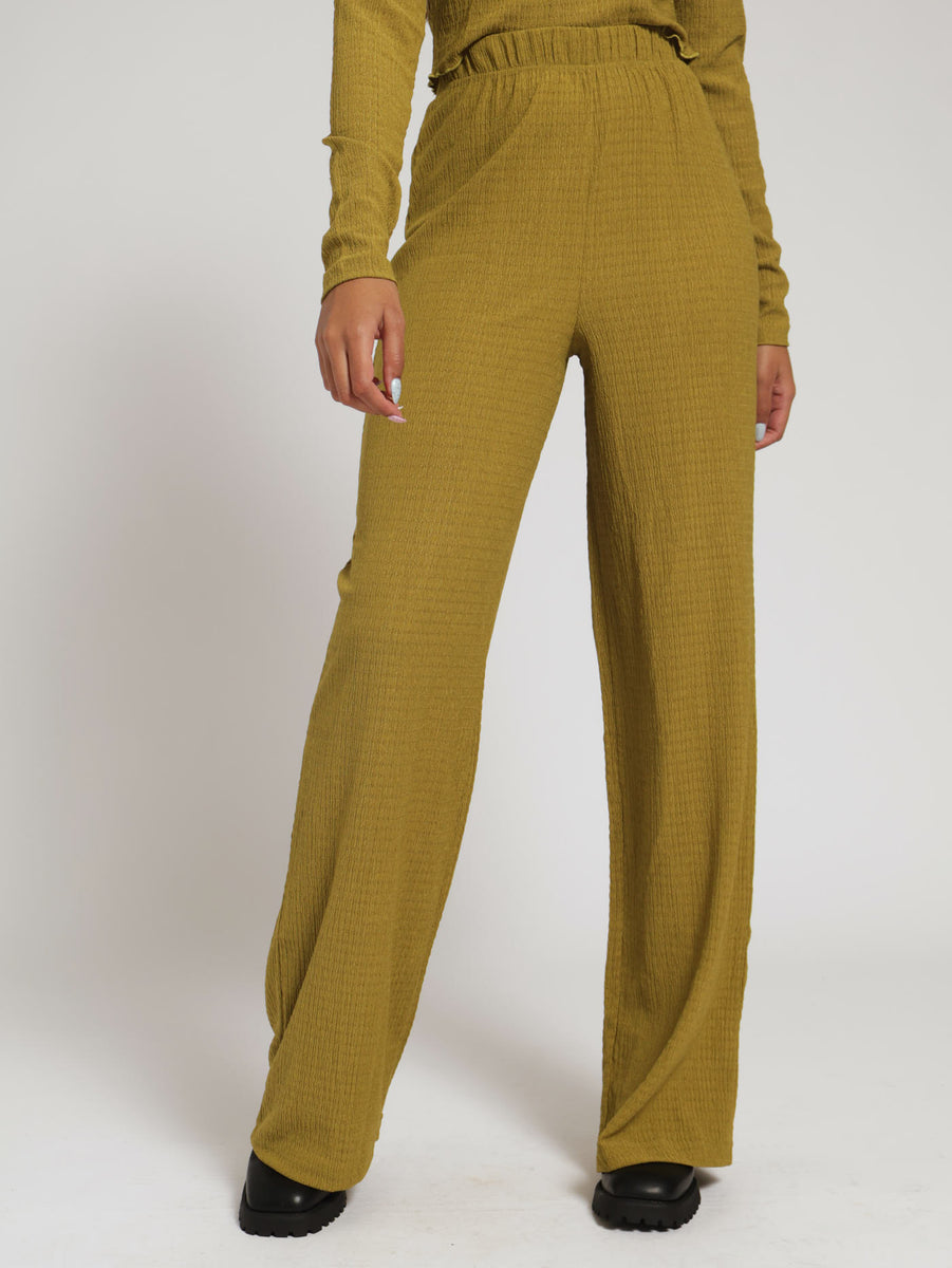 Crinkle Wideleg Pants - Chartreuse – LEGiT