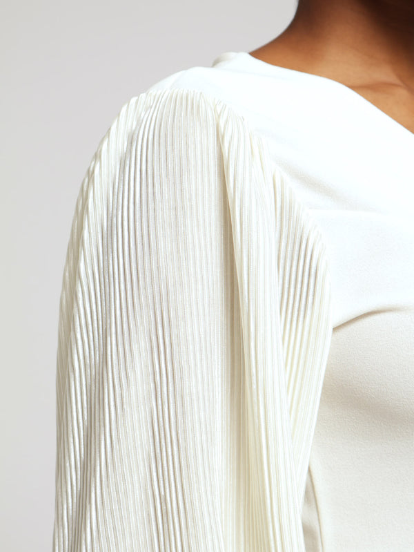 V-Neck Combo Bodre Sleeve Dress - Cream – LEGiT