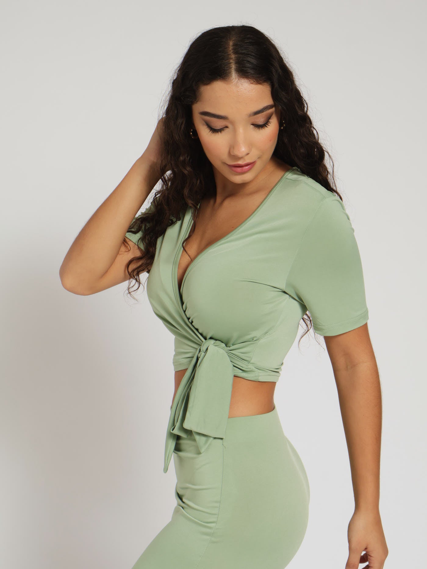 Wrap Slinky Top - Light Green – Legit