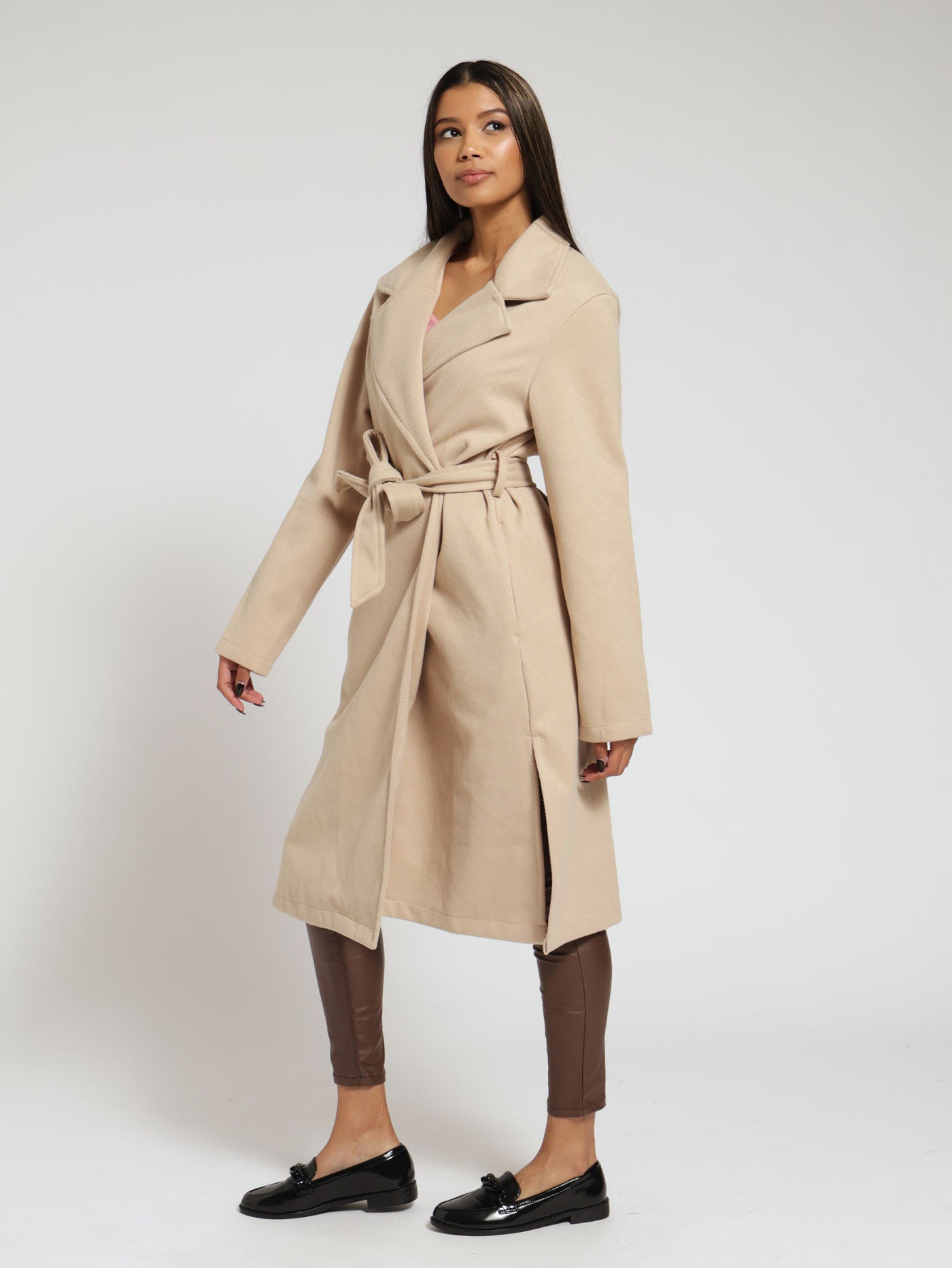 Belted Unlined Melton Coat Camel LEGiT