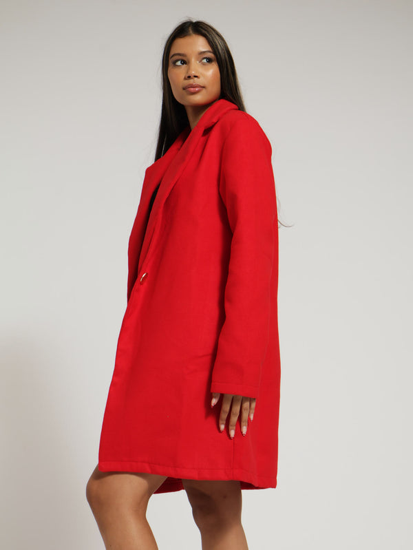 Collared Melton Basic Coat - Winter Red – LEGiT