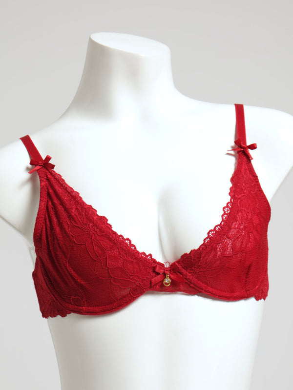 2-pack non-padded lace bras - Red/Black - Ladies