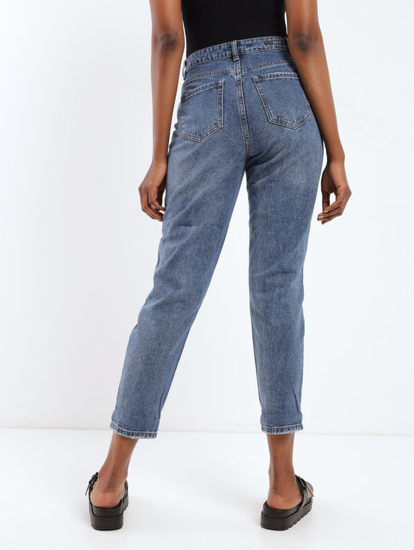 Stonewash Mid Abraised Denim Mom Jean – LEGiT