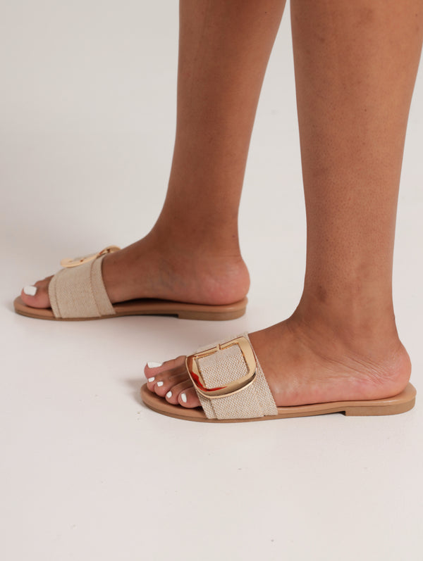 Buckle Detail Pushin Sandal - Natural – LEGiT