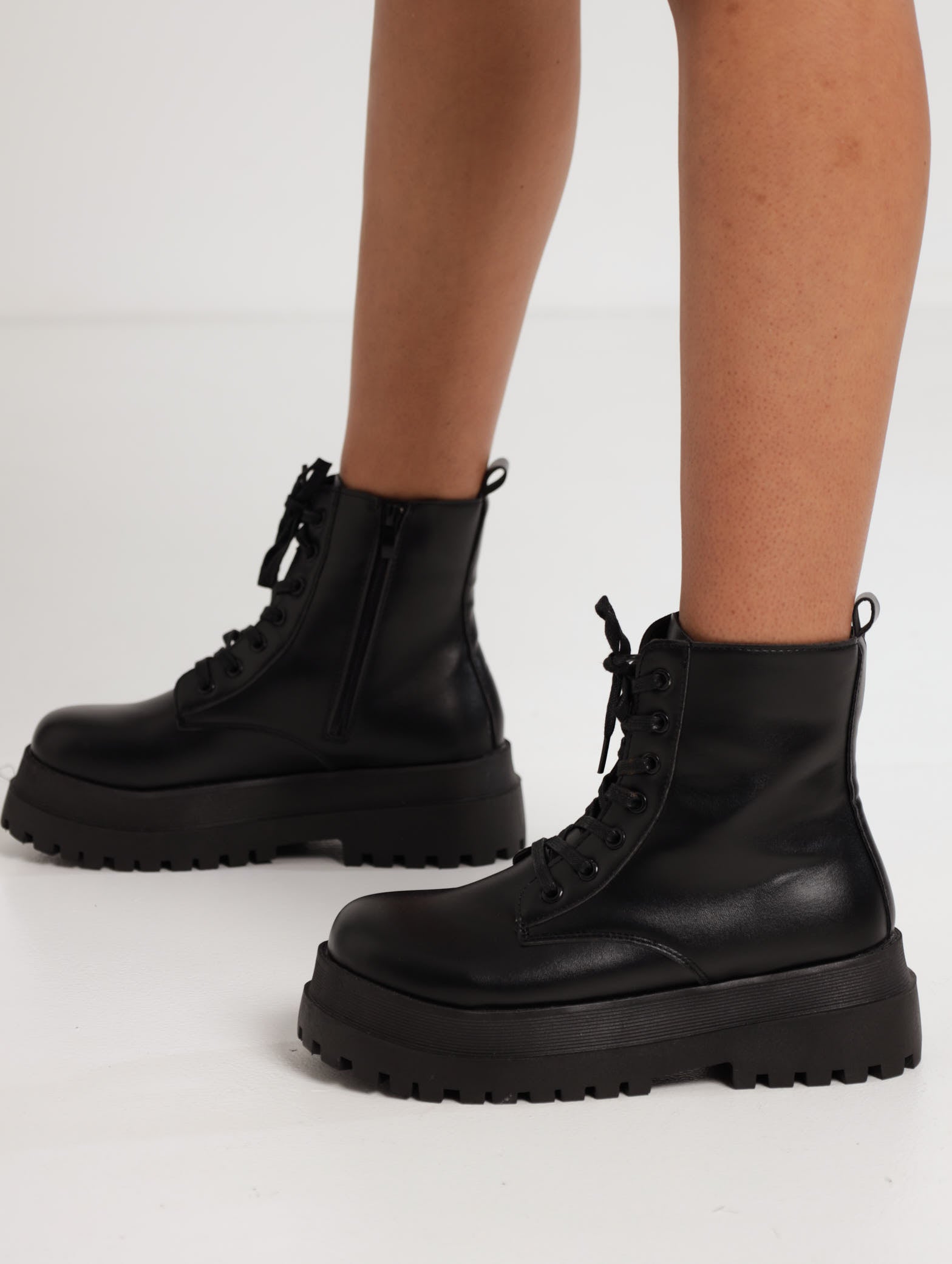 Ankle Military Chelsea Lace Up Boot - Black – LEGiT